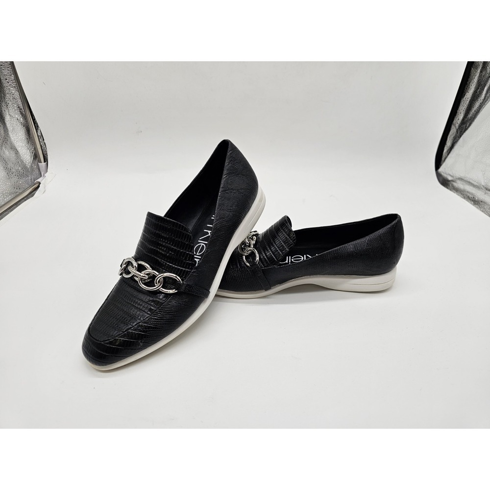 Calvin Klein Banda Lizard VIP Slip on Loafers Black Women's‎ Size 8 M